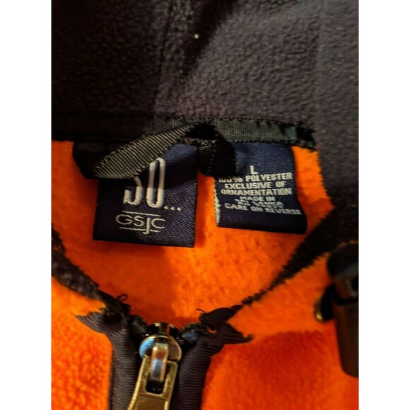 SO Jacket Boys Large Orange Fleece Long Sleeve  with Zipper Hooded Navy  14 16 - Picture 3 of 4